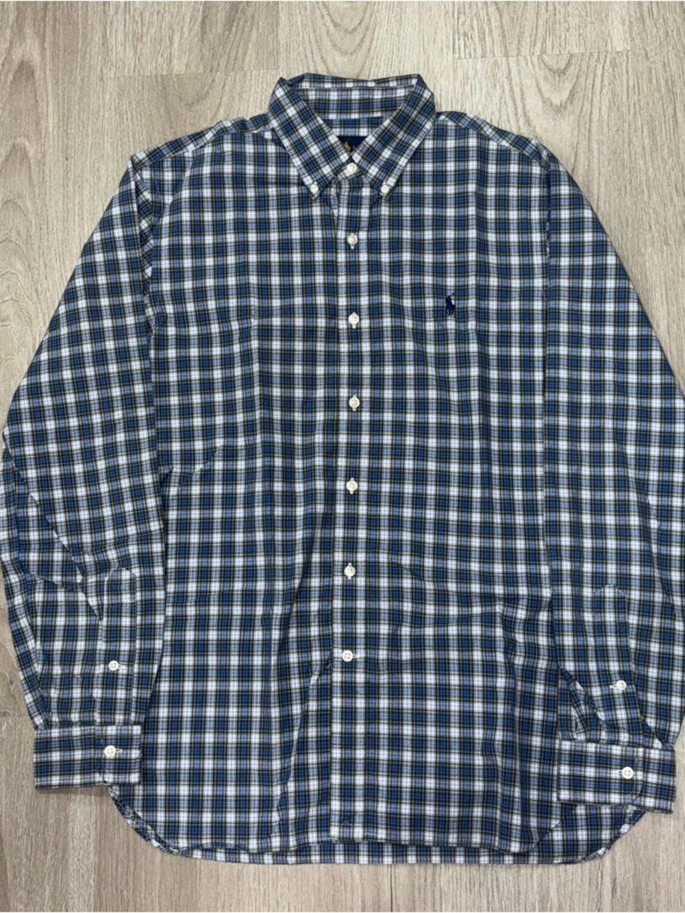 Ralph Lauren Polo Button Down Shirt Mens 15.5 Blue Green Plaid Cotton
Classic